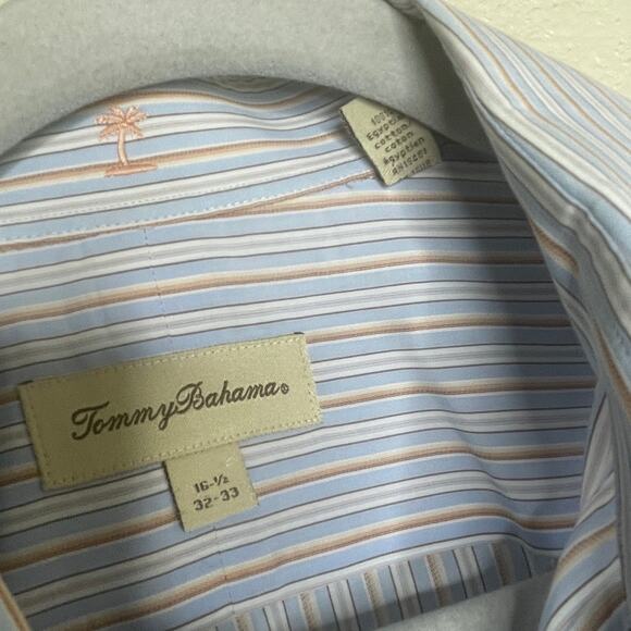 Tommy Bahama 100% Egyptian Cotton Multicolored Striped Button Down Size 32-33 - Picture 2 of 3